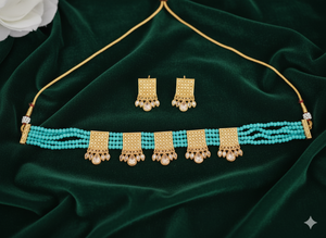 Conjunto de Collar de Joyería Antigua Hermosa de Estilo Elegante para Fiestas, con Acabado Dorado Brillante, Diseño Tradicional Elegante para Mujer - Product Image 2