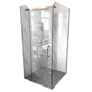 Cabina de ducha con bandeja de diamante negro de estilo Simple, puerta con bisagras de vidrio templado, cabina de ducha Europa