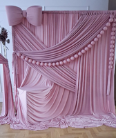 Support d'arche de rideau en forme de S pour mariage, support d'arche en fer style vague, toile de fond métallique en forme de S pour mariage avec draperie