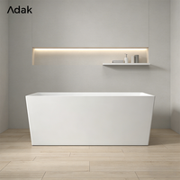 Baignoire autoportante rectangulaire moderne en surface solide, avec robinet et drain inclus, pour appartement et hôtel – Fournisseur Adak
