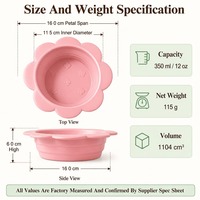 Mangkuk Anjing Silikon Bunga BPlus 350ml 115g Tahan Suhu -40C hingga 230C Dapat Dilipat MOQ 50 Aman untuk Mesin Cuci Piring Sesuai Standar SGS