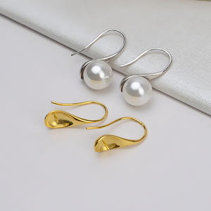 Composants de bijoux en argent S925 pour la création de boucles d'oreilles tendance pour femme, avec grande perle, motif talons hauts et forme cuillère vide - Product Image 1