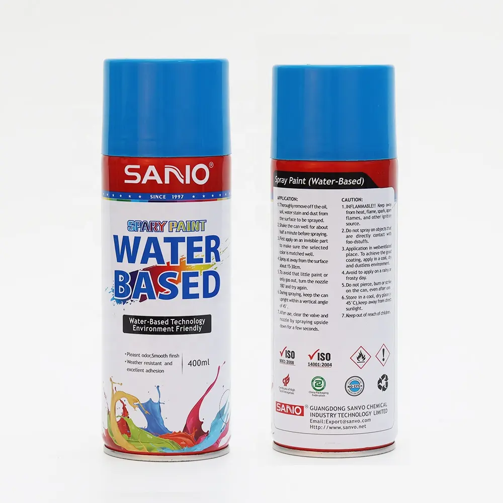 SANVO 400ml RoHS Reach peinture en aérosol à base d'eau intérieur msds peinture en aérosol peinture en aérosol écologique