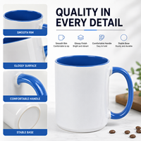 Taza de Cerámica para Sublimación de 15 oz, Taza de Café Personalizable con Logotipo, Borde y Asa de Color, Venta al Por Mayor, Regalo Promocional, Suministro de Fábrica OEM