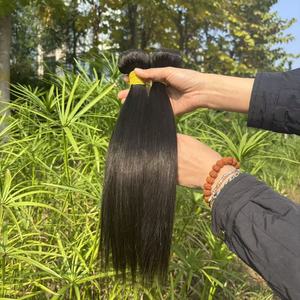 Paquets d'extensions de cheveux doublement étirés, cheveux humains super doublement étirés droits, cheveux indiens bruts cambodgiens non traités et doublement étirés - Product Image 2
