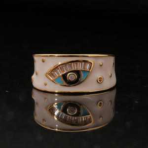 Anillo de plata de primera ley con forma de ojo de pavo para mujer, sortija, plata esterlina, esmalte, oro, aleación de cobre, estilo Punk, joya fina - Product Image 5