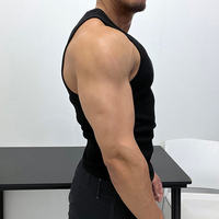 Fitness col rond sans manches Slim Fit musculation épais côtelé blanc débardeur pour hommes