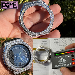 Boîtier de montre Hip Hop G-Shock en moissanite, bijoux de luxe, montre sertie de diamants VVS, lunette de montre en moissanite - Product Image 4