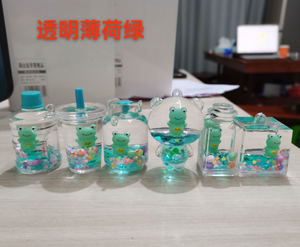 Botella de leche acrílica, taza de té de la leche, llavero, Animal, océano, aceite flotante, líquido, llaveros para estudiante, bolsa de <span class=keywords><strong>libros</strong></span>, colgante pequeño para coche - Product Image 6