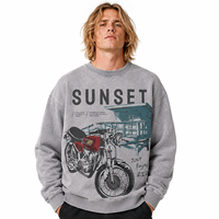 Sweat-shirt unisexe à col rond en coton mélangé Heather Gray 400 g/m² avec motif moto, style streetwear, vente en gros