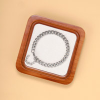 Bracelet cubain à six faces en acier inoxydable pour homme, fait à la main, chaîne et maillons simples polis, accessoire tendance et cool