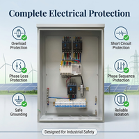 Boîtier de distribution d'alimentation double ATS industriel 380V avec stabilisateur de tension 50KVA, relais de séquence de phase, panneau de commande IP54