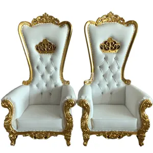 Fancy Events Leather Rental Throne Chair Antique King and Queen Party High Back Royal Luxury Wedding Chair for Groom and Bride