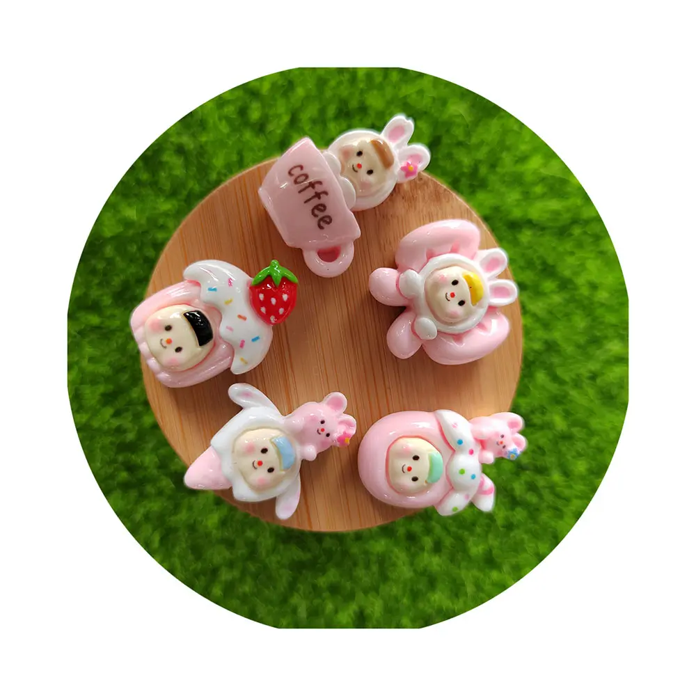 New Lovely Pink Theme Doll House Food Flatback Resin Cabochons Mini Coffee Cup Ice Cream Bowknot Slime Beads For Craft DIY