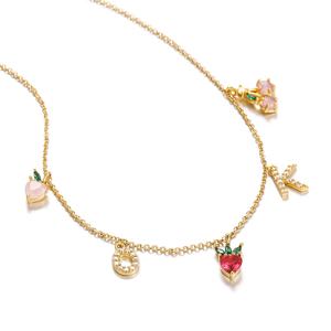 Fai da te lettera mamma gioielli frutta Charms girocollo donna ragazze estate placcato oro collana girocollo - Product Image 4