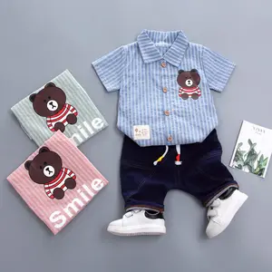 Leuke Baby Jongens Kleding Cartoon Beer Geweven Shirt Kinderen Kleding Hot Koop Baby Zomer Kleding