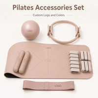 Série d'accessoires de Pilates couleur personnalisée avec tapis de yoga, haltères, ballon, bandes de résistance et options de poids pour chevilles