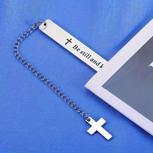 Marcapáginas de Metal Personalizado con Grabado de Letras Cristianas Inspiradoras, Corte Láser en Acero Inoxidable, con Cruz y Borla, para Libros - Product Image 2