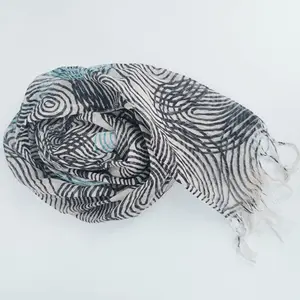 Nouveau design bas quantité minimale de commande foulards pour femmes châles et enveloppes imprimés châle écharpe en lin naturel