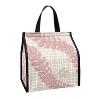 Nouveaux sacs isothermes portables populaires Logo personnalisé Hawaii Puakenikeni Hibiscus Design Polyester isolé autocollant magique sac de repas