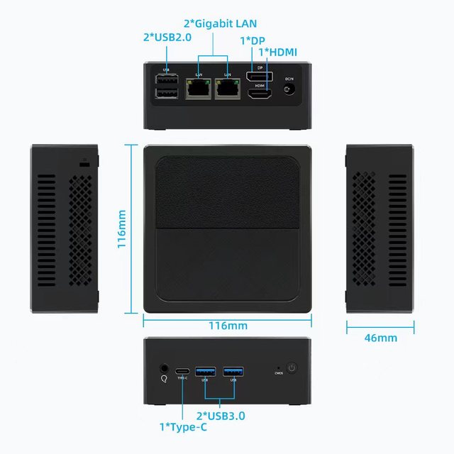New 12Th Gen Mini Pc Windows11 Intel N100 Processor 16Gb Ddr5 4800Mhz 512Gb Pocket 12V Dual Lan Mini Computer