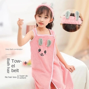 Fascia per capelli con gonna asciugamano da bagno per bambini di alta qualità adatta per essere indossata da bambini più grandi In accappatoi 3-15 <span class=keywords><strong>anni</strong></span> assorbente - Product Image 2