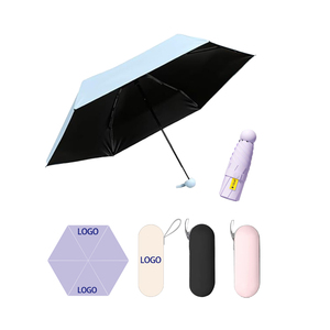 <span class=keywords><strong>Mini</strong></span> <span class=keywords><strong>parapluie</strong></span> personnalisé OEM ODM pour les voyages, protection solaire et pluie UPF 50+, compact, pliable en 6 sections, avec étui - Product Image 1