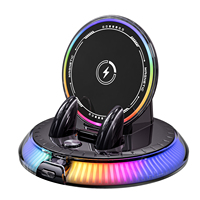 Support de navigation pour tableau de bord avec lumière colorée, chargeur de téléphone sans fil électrique 360 degrés 15W pour voiture, vente en gros