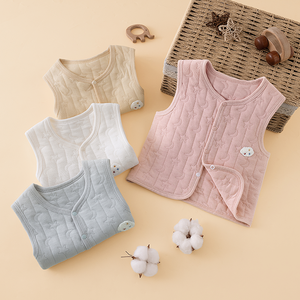 <span class=keywords><strong>Gilet</strong></span> matelassé pour bébé, automne-hiver, pour garçons et filles, vêtement d'extérieur <span class=keywords><strong>chaud</strong></span>, cardigan, <span class=keywords><strong>gilet</strong></span> à 3 couches, applique de dessin animé, boutons-pression, col rond - Product Image 4