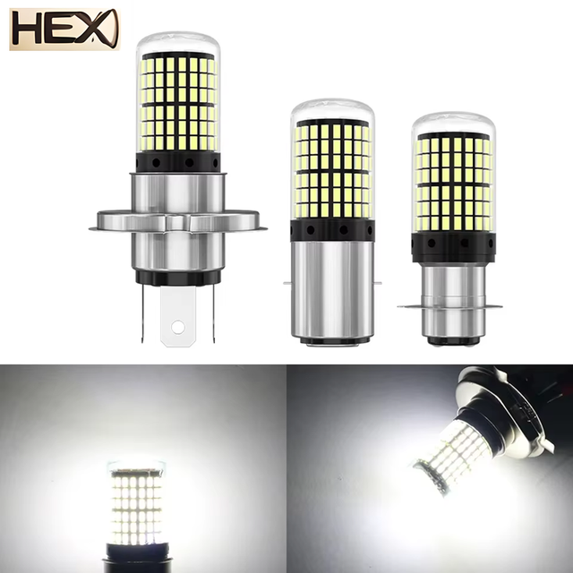 Motorcycle LED Headlight Bulb H4 BA20D P15D H6 Super Bright 3014 144SMD 12V 6000K White Moto Light Bulb Accessories Fog Lamp