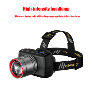 Lampe frontale LED à zoom télescopique haute luminosité, interrupteur à bouton-poussoir, indice de protection IP65, faisceau réglable, batterie rechargeable - Professionnel pour l'extérieur - Product Image 1
