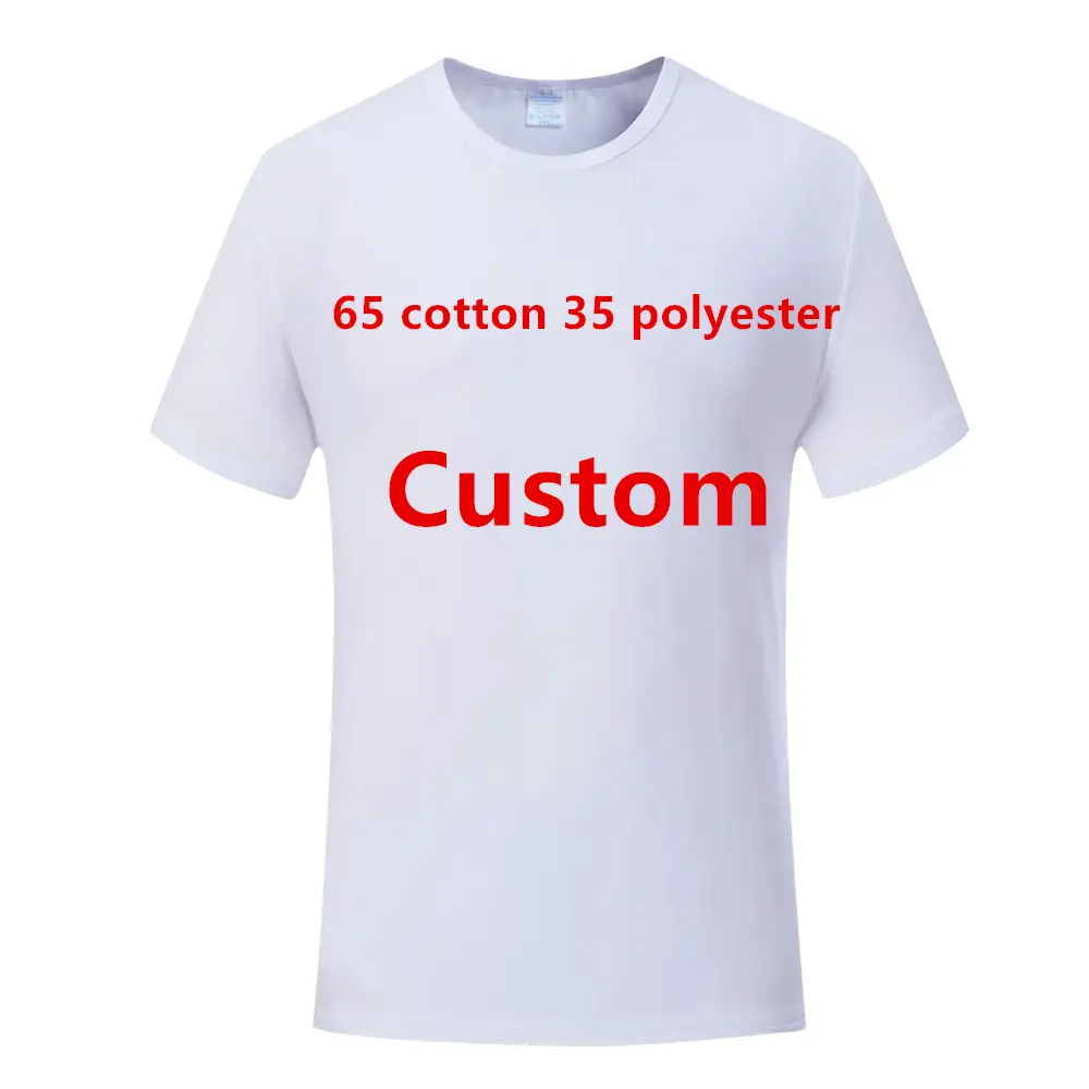 60 Katoenen 40 Polyester T-Shirt Unisex Heren Op Maat Gemaakte Blanco Bedrukking Effen Polyester T-Shirts Sublimatie Shirts Fabrikanten China