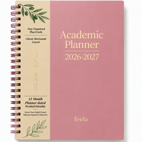 Carnet de planification académique personnalisé à spirale avec logo doré personnalisé, motif arbre de croissance, couverture en tissu/PP, cadeau pour étudiants