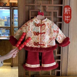 Tongxingyuan Traditional Chinese Baby Girls New Year Outfit Two Piece Set Thickening With Label For Celebration - Product Image 3