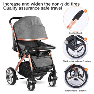 Passeggino Multifunzionale 180 °   Angolo Regolabile |   Ruote Pieghevoli Portatili con Assorbimento degli Urti, Colori Personalizzabili - Product Image 6