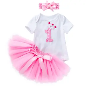 高品质婴儿衣服套装女孩3PCS婴儿女孩芭蕾舞服装婴儿第一生日服装DGHB-003