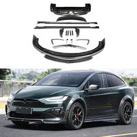 Bodykit Serat Karbon Model C: Lip Depan, Side Skirt, Diffuser Belakang, Canard Depan, dan Spoiler Belakang untuk Tesla Model X Plaid