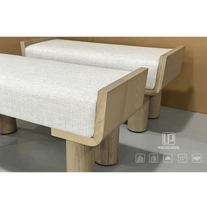 Premium Quality <b>Office</b> Building Living Room <b>Stool</b> Rectangle Solid Wood <b>Stools</b> Ottomans With White Cushion Living Room <b>Stool</b> - Product Image 2