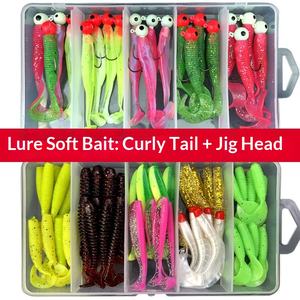 Juego de Señuelos Blandos con Cola en T y Anzuelo de Cabeza Plomada, Cebo Artificial para <span class=keywords><strong>Pesca</strong></span> de Lubina - Product Image 4
