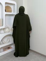 LM014 Ensemble 2 pièces Abaya Papillon et Hijab, sans repassage, adapté à la maternité et à l'allaitement, grande taille, robe de prière modeste pour femmes musulmanes