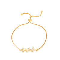 Pétale en alliage de zinc plaqué or 18 carats bracelet à la mode pour les femmes rouge cinq petites fleurs étoile à cinq branches tirer ouvert en gros