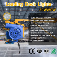 Luminaire LED à tête rotative, bras articulé robuste, éclairage d'atelier, lumière de quai de chargement lumineuse 50W avec souffleur 1200W