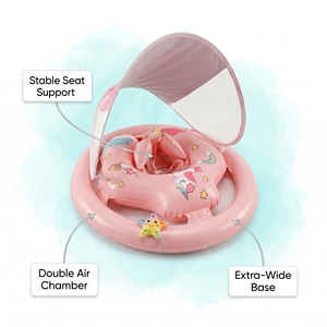 Flotador Inflable para Bebé con Toldo, Asiento <span class=keywords><strong>de</strong></span> Anillo <span class=keywords><strong>de</strong></span> Natación para Bebés, Doble Cámara <span class=keywords><strong>de</strong></span> Aire - Product Image 5