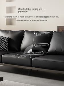 2024 nouveau canapé sectionnel en cuir de vachette italien convertible rétro salon couche supérieure minimaliste pour centre commercial - Product Image 4