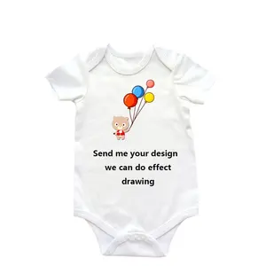 Groothandel 100% Katoen Romper Baby Onesie Kleding Een Stuk Bodysuits Custom Blank Baby Wit Onesie Plain Baby Rompertjes