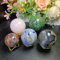 Vente en gros de sphères en cristal rose jade rubis dans zoïsite, réactives aux UV, pour la décoration de la maison