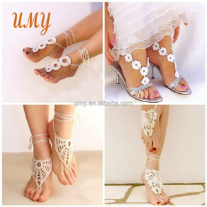 Sandalias de Playa Tejidas a Crochet para Novia, Joyería de <span class=keywords><strong>Pie</strong></span> para Mujer, Decoración para Bodas en la Playa - Product Image 6