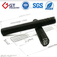 b18.31.2 6-1/2 7-3/8 8-1/2 Black Oxide A193 B16 Stud Bolt Carbon Steel Metric B16 Thread Rod for Oil&Gas Refinery