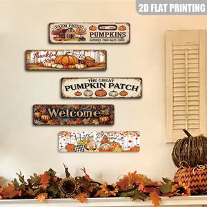 Juego de Letreros Metálicos con Temática Otoñal de Calabaza, Decoración de Pared Retro Rústica para el Hogar - Product Image 5