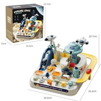 Samtoy Ensemble de jeu pour bébé et enfant sur le thème de l'espace avec 6 boutons, jouet de train sur rail, jeu interactif, voiture d'aventure, circuit de course avec 4 voitures